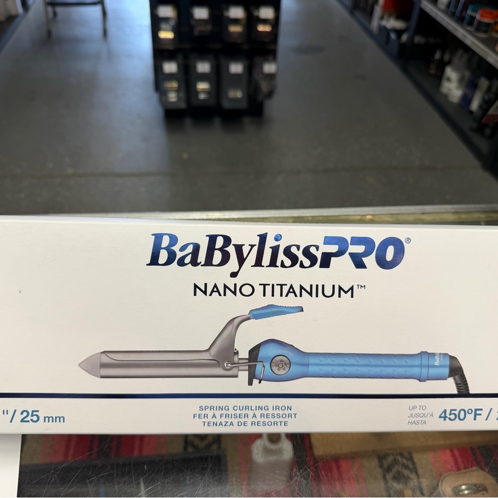 BaBylissPRO Nano Titanium Spring Curling Iron - Light Blue and Silver